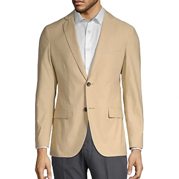 NWT Theory Men's $545 Rodolf N HL Blazer Dark Sandal Reverse Sateen Beige Tan 44 - Picture 1 of 6